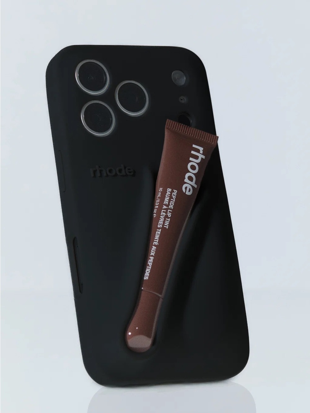 RHODE Black Soft-Touch iPhone Case with Packaging